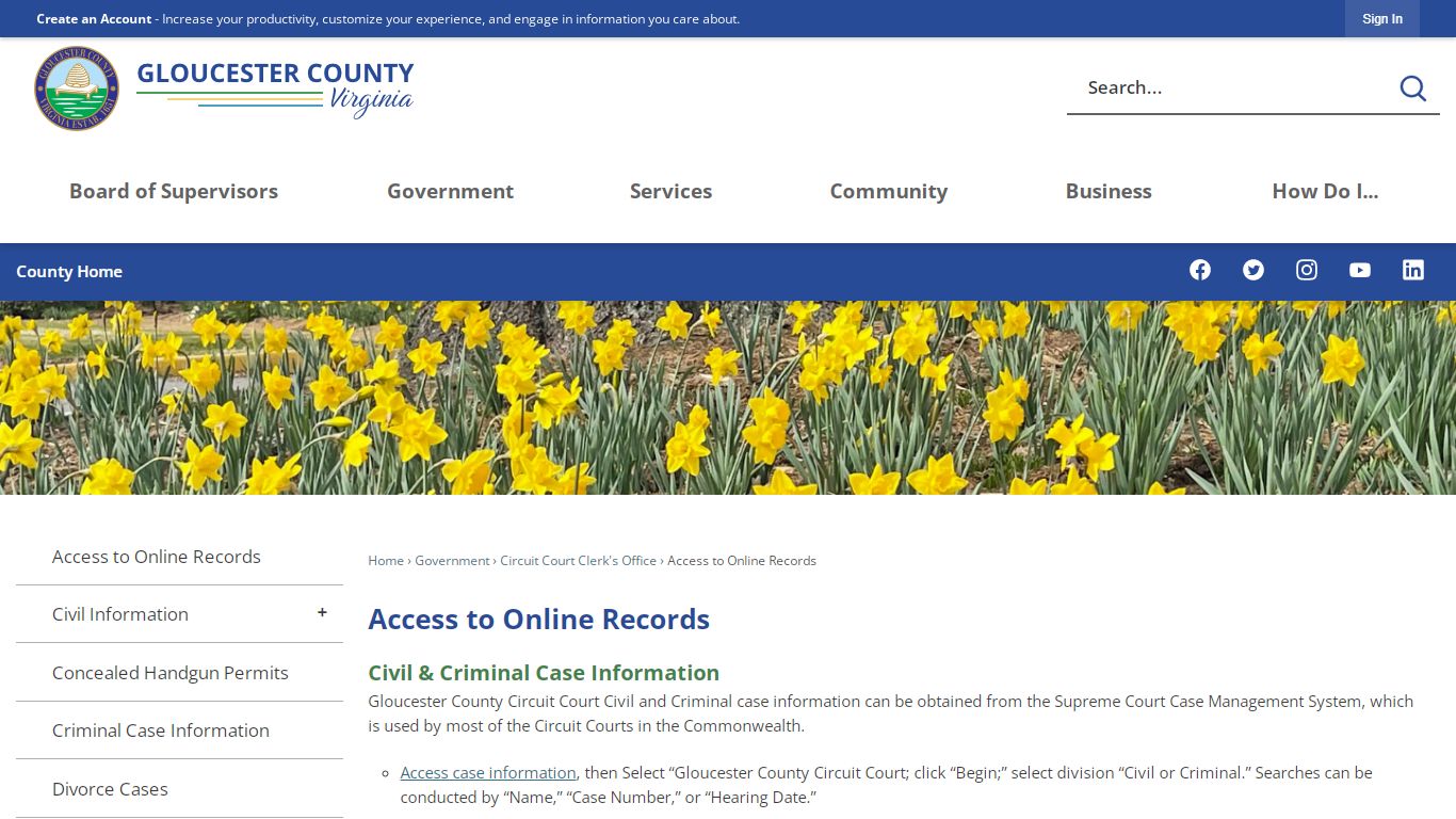 Access to Online Records | Gloucester County, VA